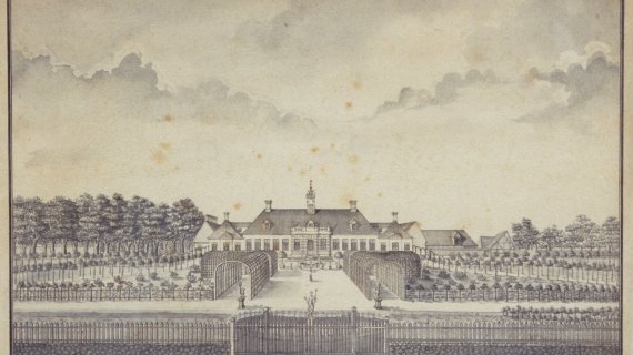 Gl Holtegård 1757 fra sydøst JJ Bruun