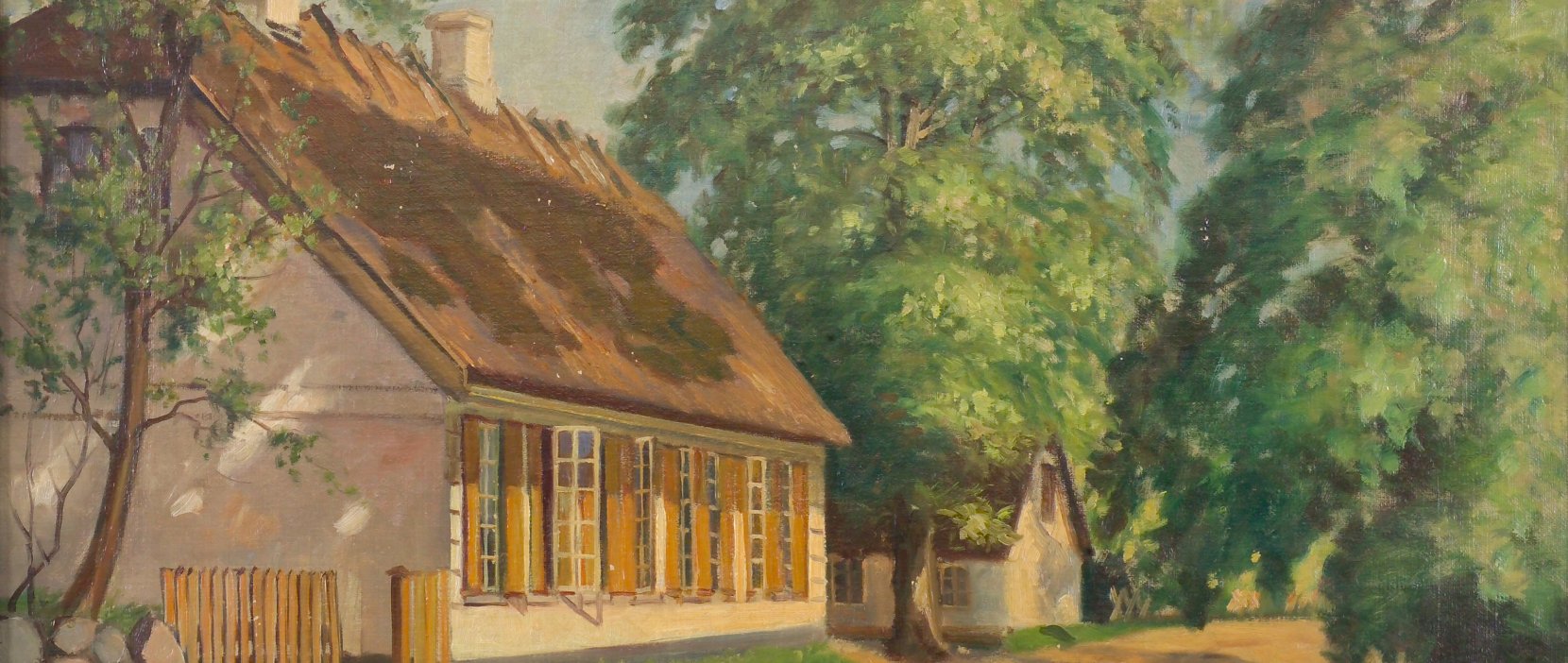 Høsterkøb Gamle Skole Maleri af Edmond Petersen